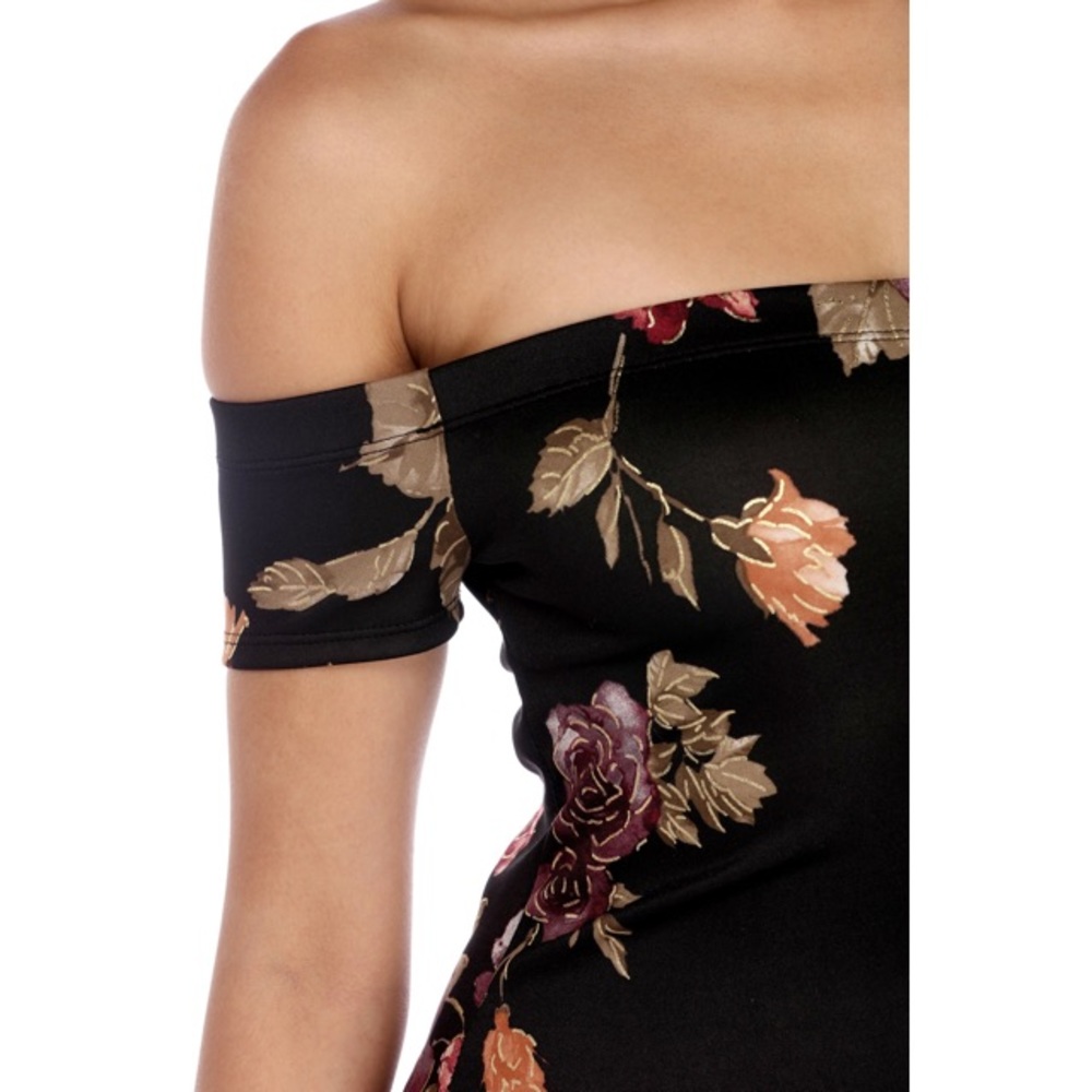 1 LEFT Windsor Floral Black Morning Dew Midi Dress - Picture 2 of 3